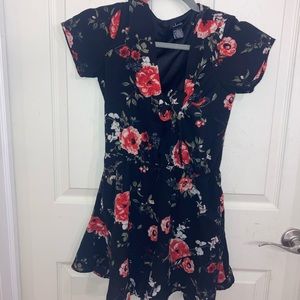 Rose design black front tie Justice romper